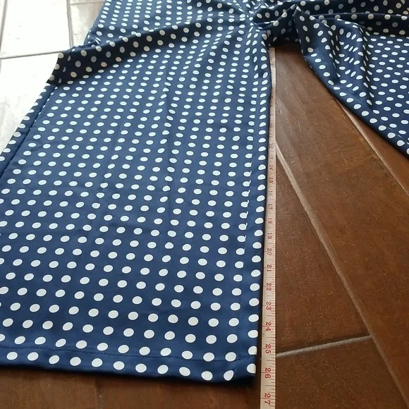 Lucy Paris Womens Wide Leg Blue White Polka Dot Pants Size Extra Large - Picture 9 of 13